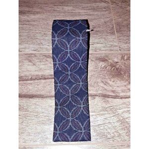 Knottery Men's Handmade Straight Edge Cotton Tie Blue  / Orange Mix